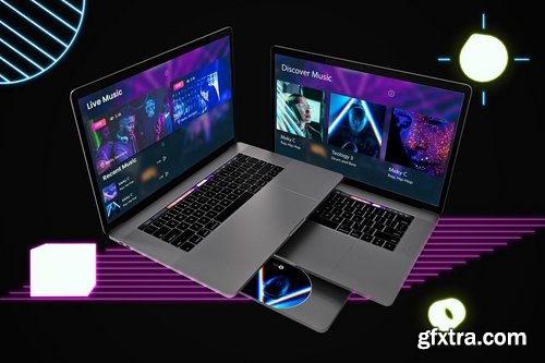 Neon Floating Macbook Pro