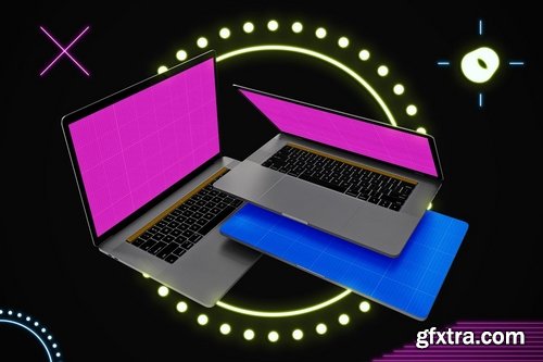 Neon Floating Macbook Pro