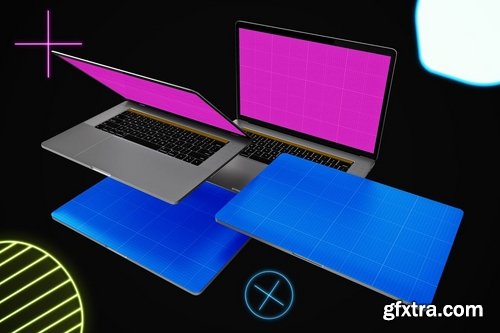 Neon Floating Macbook Pro