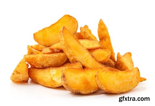 Fried Potato Wedges Isolated - 5xJPGs