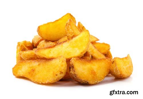 Fried Potato Wedges Isolated - 5xJPGs