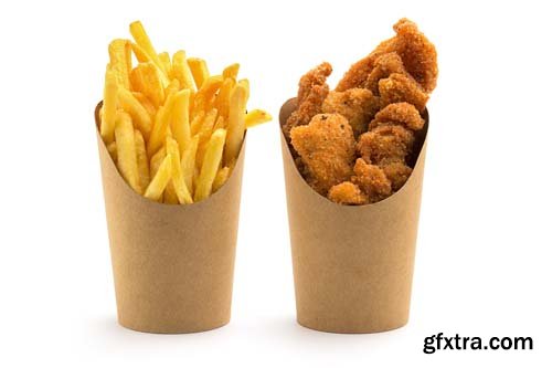 Fries And Chicken Isolated - 7xJPGs