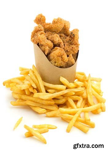 Fries And Chicken Isolated - 7xJPGs