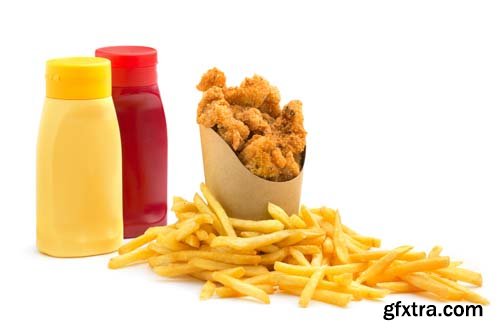 Fries And Chicken Isolated - 7xJPGs