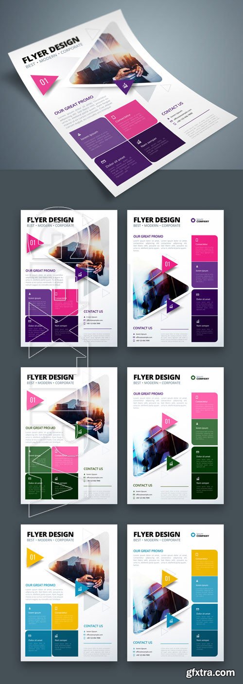 Colorful Business Flyer Layout with Triangle Elements_267840350