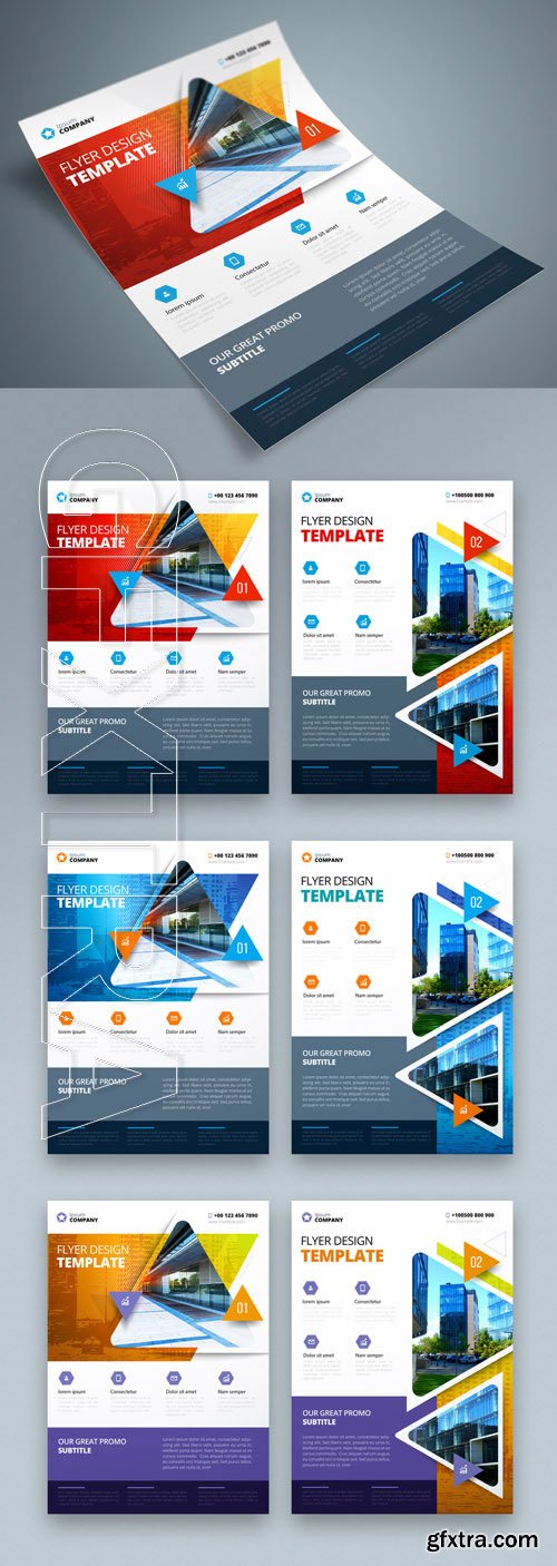Colorful Business Flyer Layout with Triangle Elements_267840361