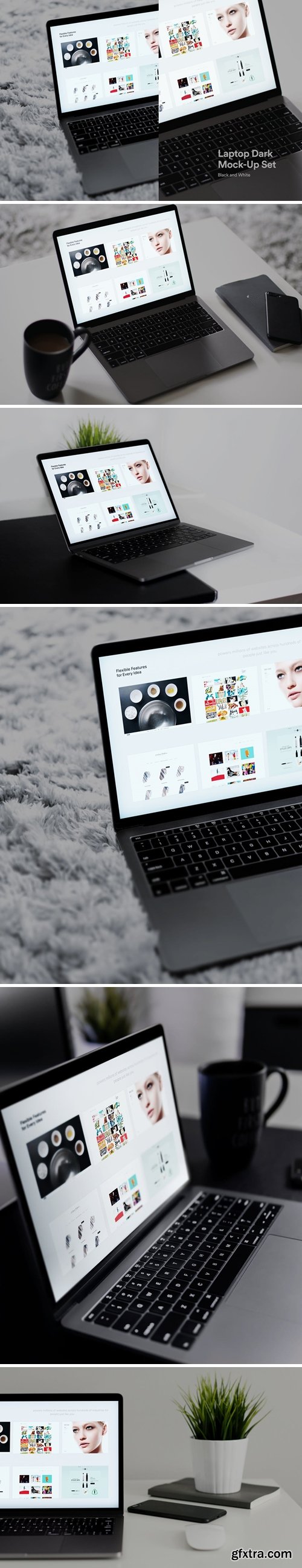 Dark Laptop Mockups - Black and White