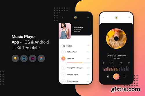 Music Player App iOS & Android UI Kit Template