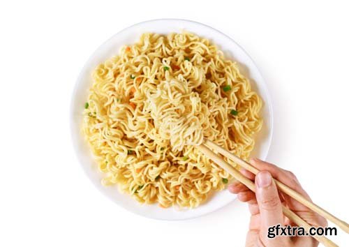 Plate Of Noodles Isolated - 5xJPGs