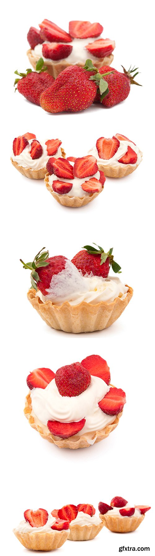 Strawberries And Cream In Basket Isolated - 12xJPGs