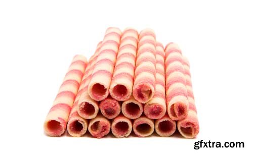 Strawberry Waffle Rolls Isolated - 6xJPGs