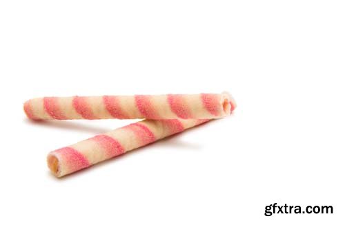 Strawberry Waffle Rolls Isolated - 6xJPGs
