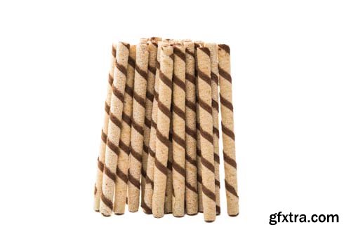 Wafer Rolls With Chocolate-2 Isolated - 15xJPGs