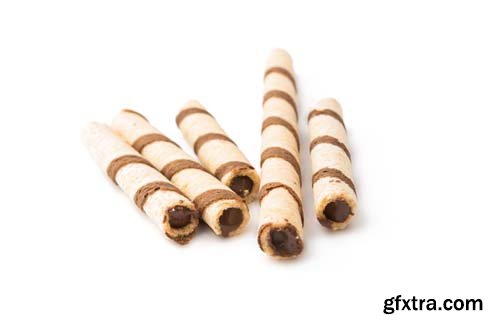 Wafer Rolls With Chocolate-2 Isolated - 15xJPGs