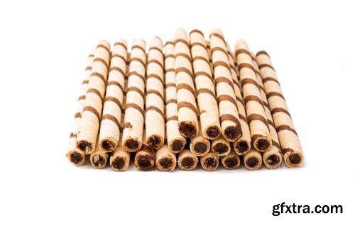 Wafer Rolls With Chocolate-2 Isolated - 15xJPGs