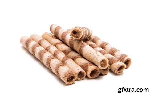 Wafer Rolls With Chocolate-2 Isolated - 15xJPGs