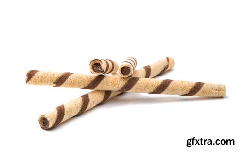 Wafer Rolls With Chocolate-2 Isolated - 15xJPGs