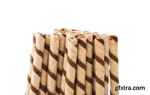 Wafer Rolls With Chocolate-2 Isolated - 15xJPGs