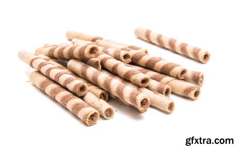 Wafer Rolls With Chocolate-2 Isolated - 15xJPGs