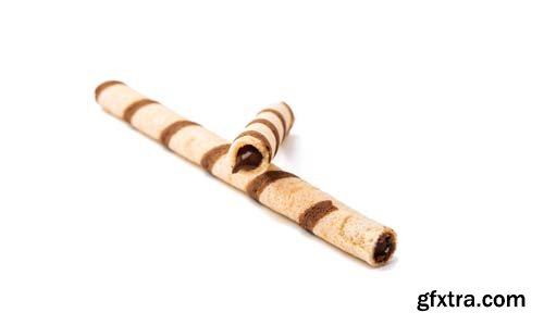 Wafer Rolls With Chocolate-2 Isolated - 15xJPGs