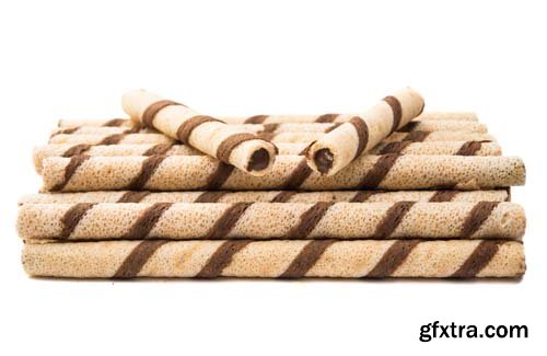 Wafer Rolls With Chocolate-2 Isolated - 15xJPGs