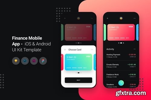 Finance Mobile App iOS & Android UI Kit Template