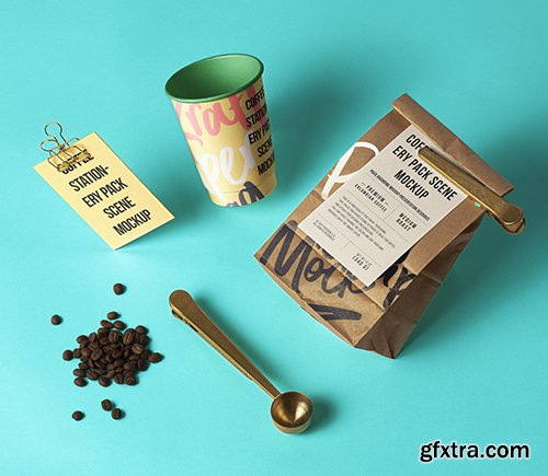 Coffee Psd Stationery Scene Mockup