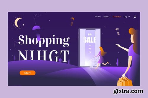 Online shopping night concept