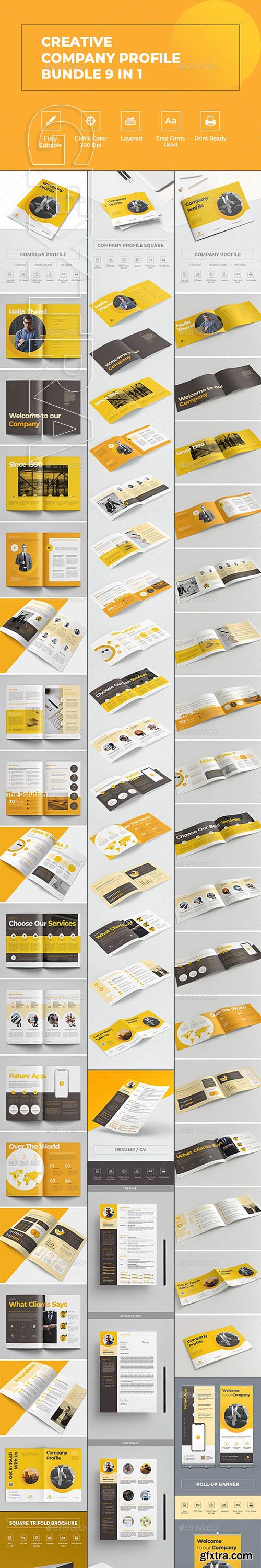 GraphicRiver - Creative Company Profile Bundle 9 in 1 23702556