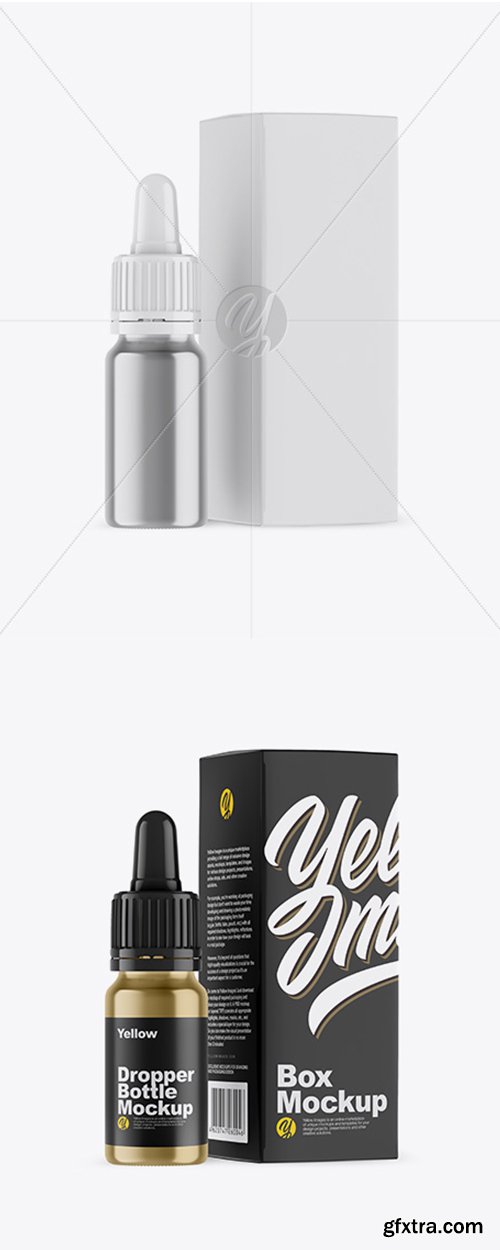 Metallic Dropper Bottle w/ Box Mockup 43603