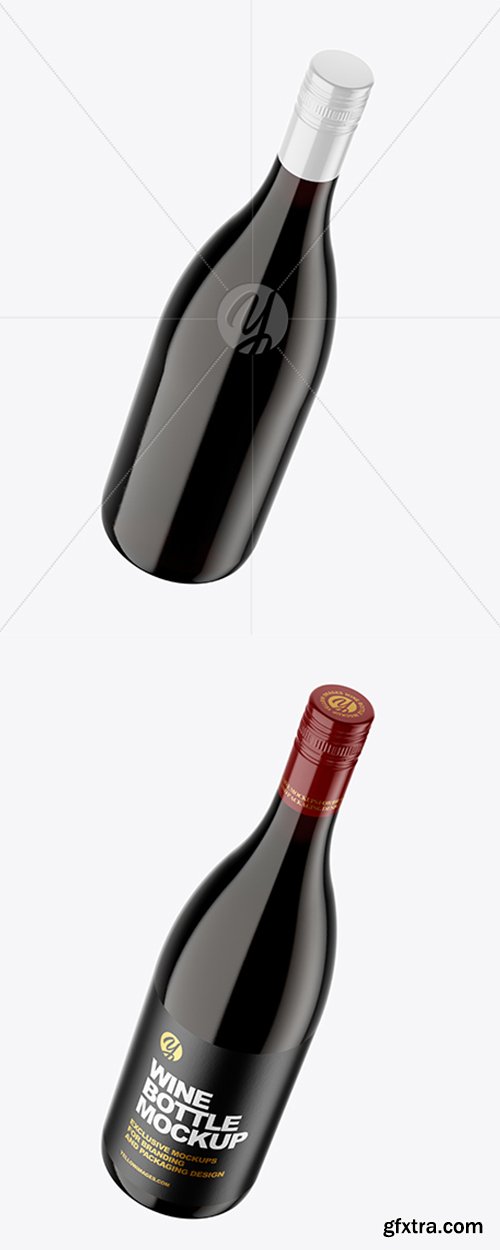 Clear Glass Red Wine Bottle Mockup 43442