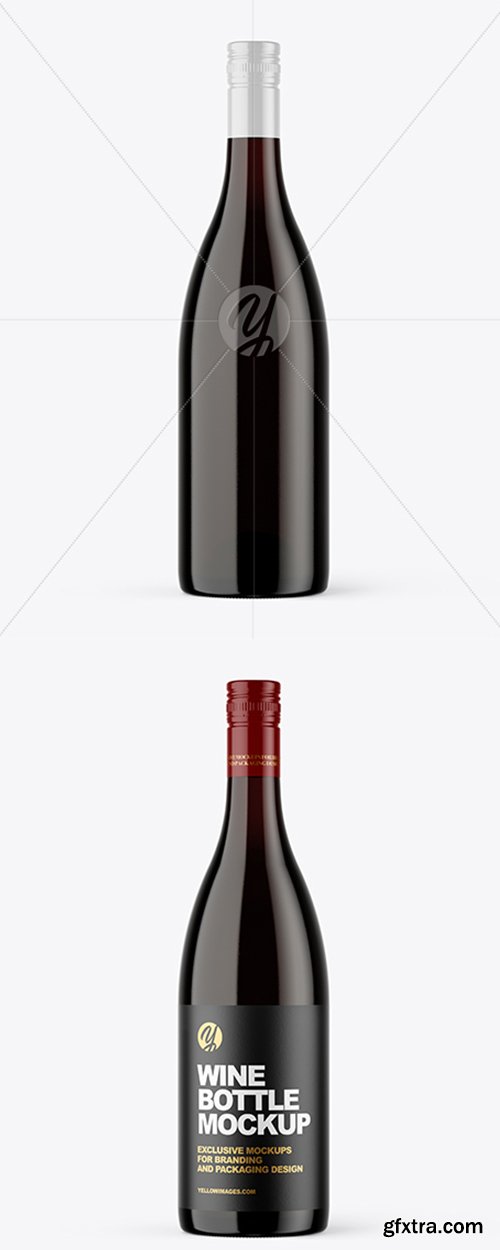 Clear Glass Red Wine Bottle Mockup 43426