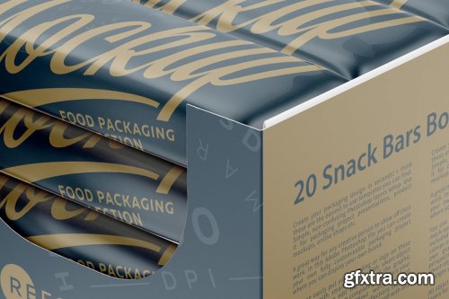 CreativeMarket - 20 Snack Bars Display Box Mockup 3761801