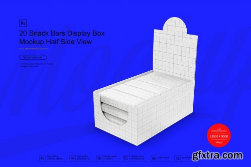 CreativeMarket - 20 Snack Bars Display Box Mockup 3761801