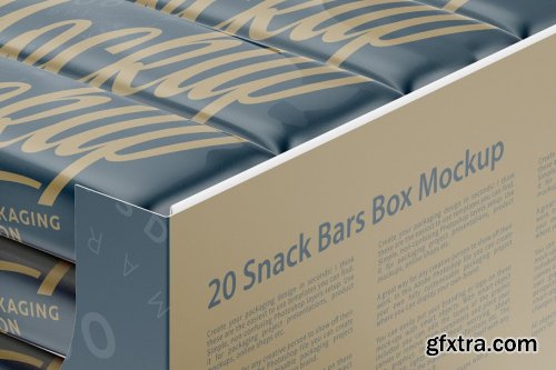 CreativeMarket - 20 Snack Bars Display Box Mockup 3733305