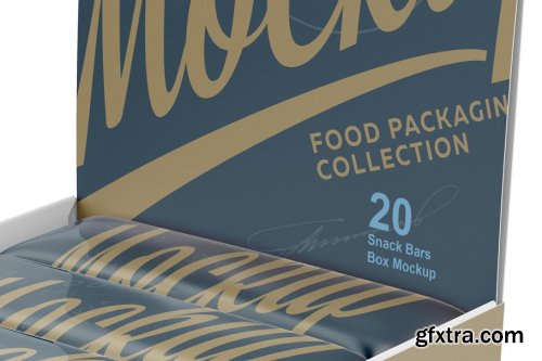 CreativeMarket - 20 Snack Bars Display Box Mockup 3733305