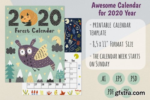 2020 Forest Calendar Template 3771669