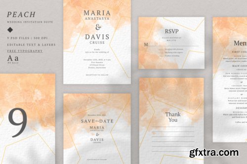 Peach Watercolor Wedding Suite