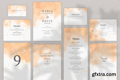 Peach Watercolor Wedding Suite