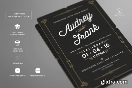 Letterpress Wedding Invitation