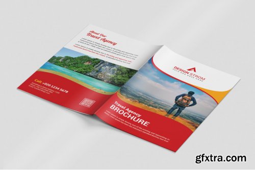 Travel bi fold Brochure template