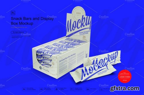 CreativeMarket - Snack Bars and Display Box Mockup 3781380