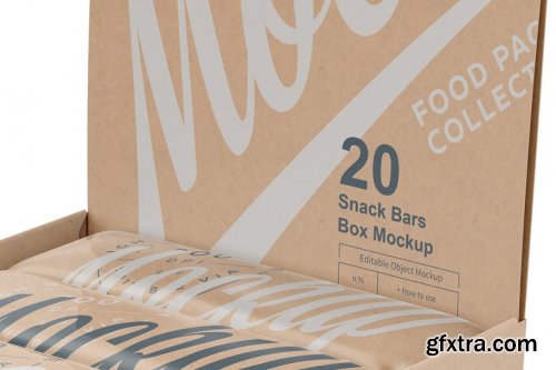 CreativeMarket - 20 Kraft Bars Display Box Mock-up 3783210