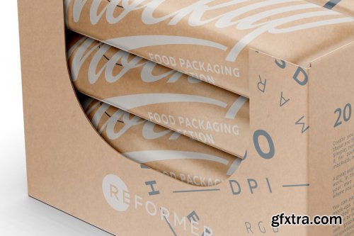 CreativeMarket - 20 Kraft Bars Display Box Mock-up 3783210