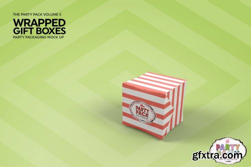 CreativeMarket - Wrapped Gift Boxes Packaging Mockup 3733917