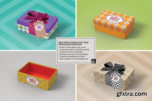 CreativeMarket - Gift Box with Cover Packaging Mockup 3733922