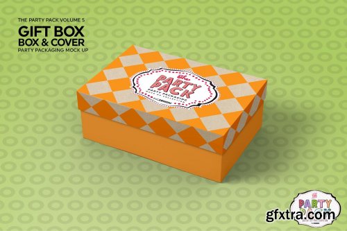 CreativeMarket - Gift Box with Cover Packaging Mockup 3733922