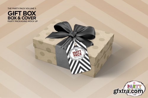 CreativeMarket - Gift Box with Cover Packaging Mockup 3733922