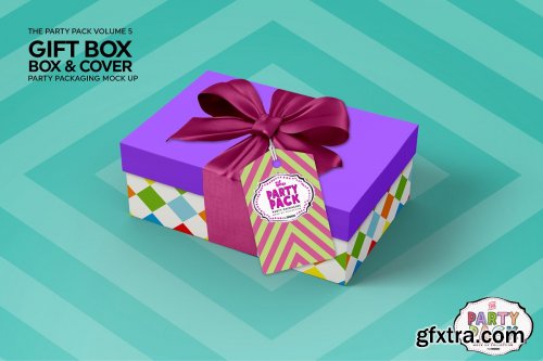 CreativeMarket - Gift Box with Cover Packaging Mockup 3733922