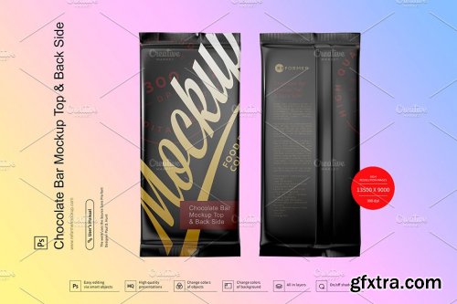 CreativeMarket - Chocolate Bar Mockup Top & Back Side View 3796116